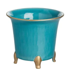 Abigails Memorial Day|Cachepots & Pots|Large Turquoise & Gold Cachepot
