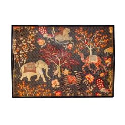 Caspari Lacquerware|Tailgates|Le Jardin De Mysore Lacquer Large Rectangle Tray - 21X15
