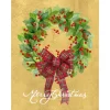 Personalization by Caspari Personalized Holiday Cards|Personalized Christmas Cards|Leaf Wreath with Plaid Bow Personalized Christmas Cards
