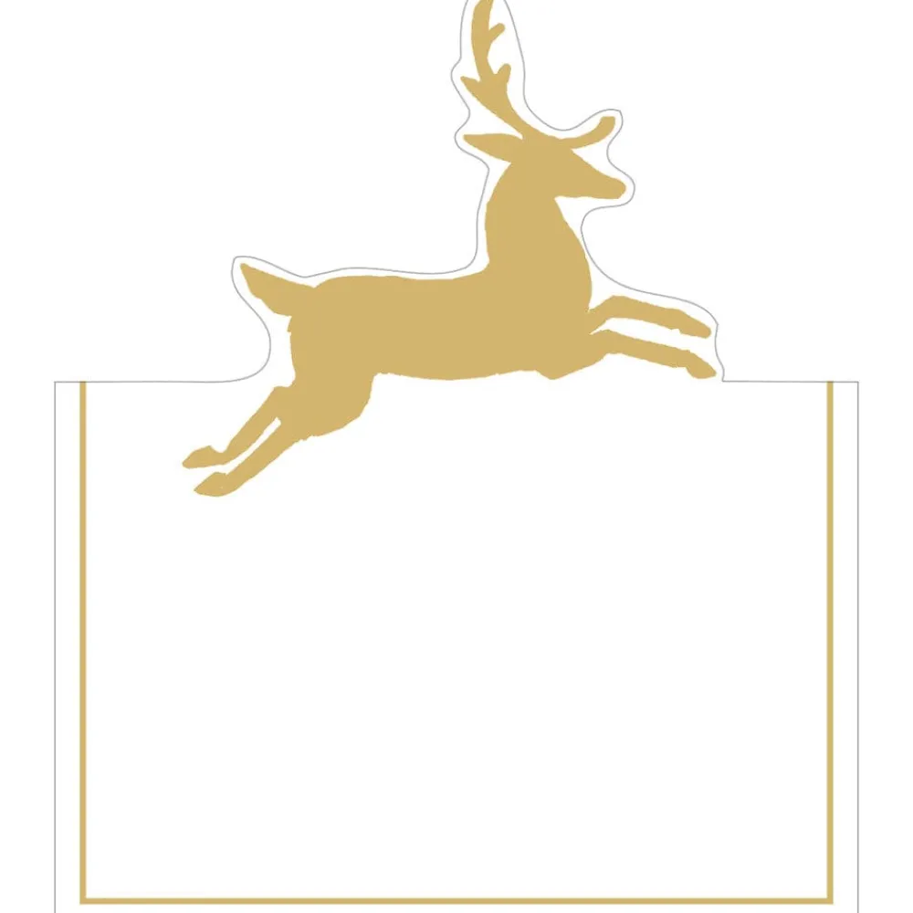 Caspari Christmas Place Cards|Place Cards|Leaping Deer Foil Place Cards - 8 Per Package
