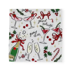 Caspari Christmas Napkins|Paper Cocktail Napkins|Let's Be Merry Paper Cocktail Napkins - 20 Per Package