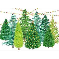 Caspari Christmas And Holiday Cards|Boxed Holiday Cards|Lighted Christmas Trees Small Boxed Christmas Cards - includes 15 cards & envelopes