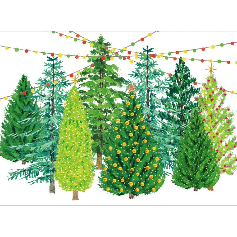 Caspari Christmas And Holiday Cards|Boxed Holiday Cards|Lighted Christmas Trees Small Boxed Christmas Cards - includes 15 cards & envelopes