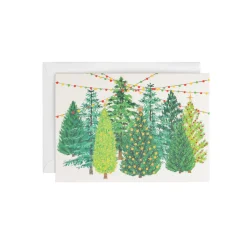Caspari Christmas And Holiday Cards|Boxed Holiday Cards|Lighted Christmas Trees Small Boxed Christmas Cards - includes 15 cards & envelopes