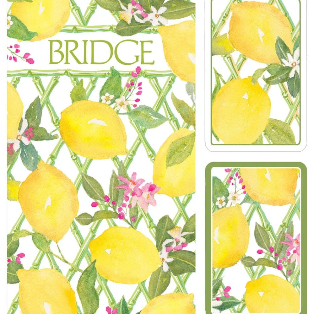 Caspari Mother'S Day|Bridge|Limoncello Bridge Gift Sets - 2 Playing Card Decks & 2 Score Pads