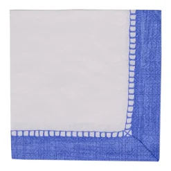 Caspari Tailgates|Paper Cocktail Napkins|Linen Blue Napkin Cocktail - 20 count