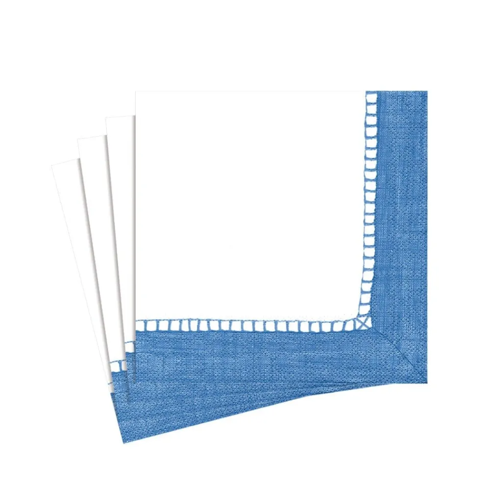 Caspari Tailgates|Paper Cocktail Napkins|Linen Blue Napkin Cocktail - 20 count