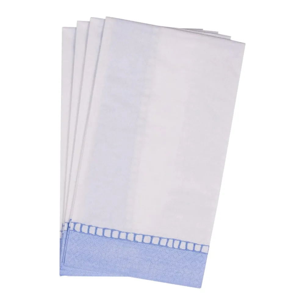 Caspari Engagement Party|Bridal Shower|Linen Border Light Blue Guest Towel - 15 count