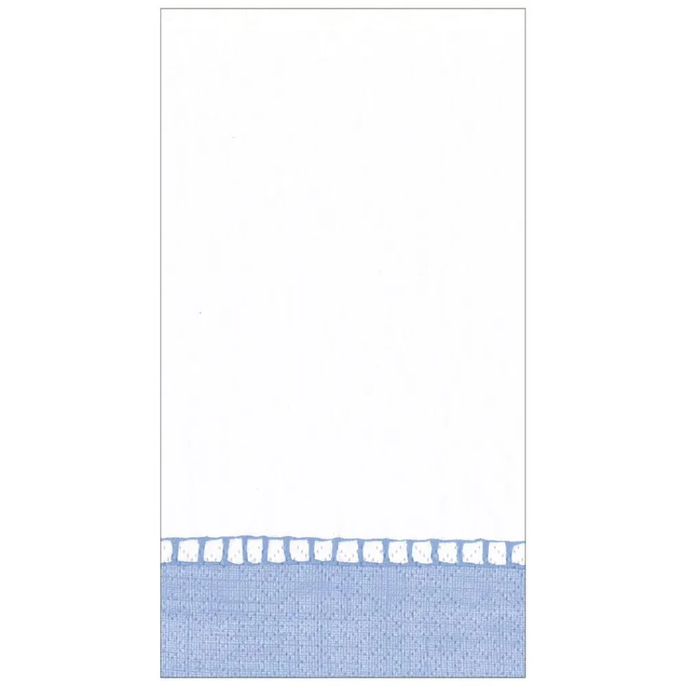 Caspari Engagement Party|Bridal Shower|Linen Border Light Blue Guest Towel - 15 count