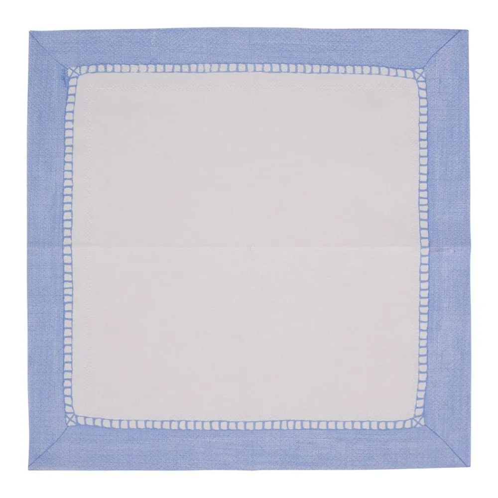 Caspari Engagement Party|Bridal Shower|Linen Border Light Blue Napkin Cocktail - 20 count