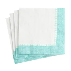 Caspari Bridal Shower|Baby Shower|Linen Border Paper Cocktail Napkins in Robin's Egg Blue - 20 Per Package