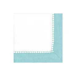 Caspari Bridal Shower|Baby Shower|Linen Border Paper Cocktail Napkins in Robin's Egg Blue - 20 Per Package