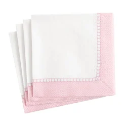 Caspari Bridal Shower|Baby Shower|Linen Border Paper Cocktail Napkins in Petal Pink - 20 Per Package