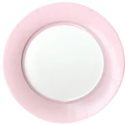 Caspari Bridal Shower|Birthday|Linen Border Paper Dinner Plates in Petal Pink - 8 Per Package