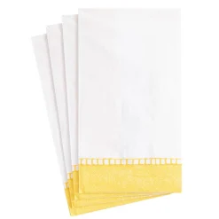 Caspari Baby Shower|Paper Guest Towels|Linen Border Paper Guest Towel Napkins in Yellow - 15 Per Package