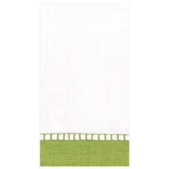 Caspari Christmas Napkins|Paper Guest Towels|Linen Border Paper Guest Towel Napkins in Green - 15 Per Package