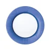 Caspari Graduation Celebration|Engagement Party|Linen Border Paper Salad & Dessert Plates in Blue II - 8 Per Package