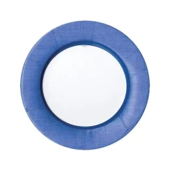 Caspari Graduation Celebration|Engagement Party|Linen Border Paper Salad & Dessert Plates in Blue II - 8 Per Package