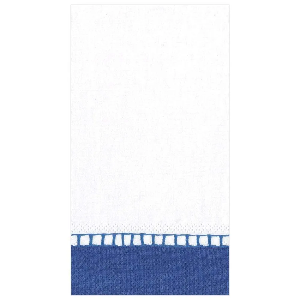 Caspari Tailgates|Graduation Celebration|Linen Marine Blue Guest Towel - 15 count