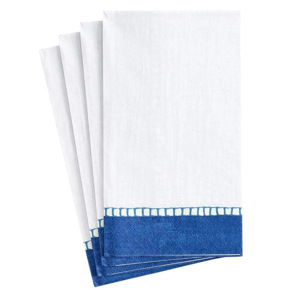 Caspari Tailgates|Graduation Celebration|Linen Marine Blue Guest Towel - 15 count