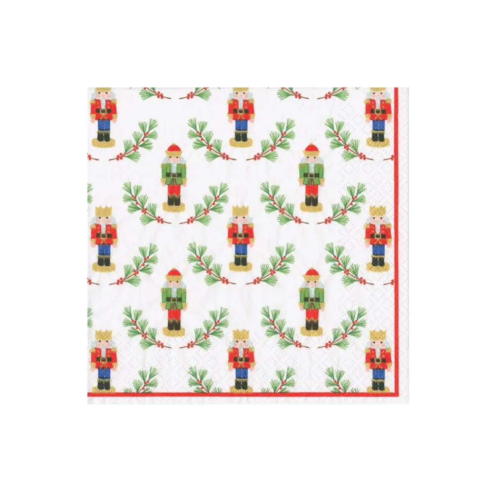 Caspari Christmas Napkins|Boxed Cocktail Napkins|Little Nutcracker Boxed Cocktail Napkins - 40 Per Box