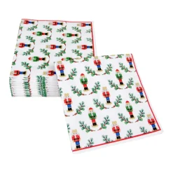 Caspari Christmas Napkins|Paper Cocktail Napkins|Little Nutcracker Cocktail Napkins - 20 Per Package