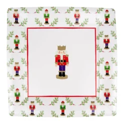 Caspari Christmas Plates|Paper Dinner Plates|Little Nutcracker Sq Dinner Plates - 8 Per Package