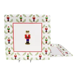 Caspari Christmas Plates|Paper Dinner Plates|Little Nutcracker Sq Dinner Plates - 8 Per Package