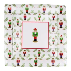 Caspari Christmas Plates|Paper Dinner Plates|Little Nutcracker Sq Dinner Plates - 8 Per Package