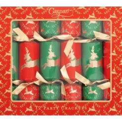 Caspari Christmas Crackers|Celebration Crackers|Little Reindeer Celebration Crackers - includes 12 Celebration Crackers