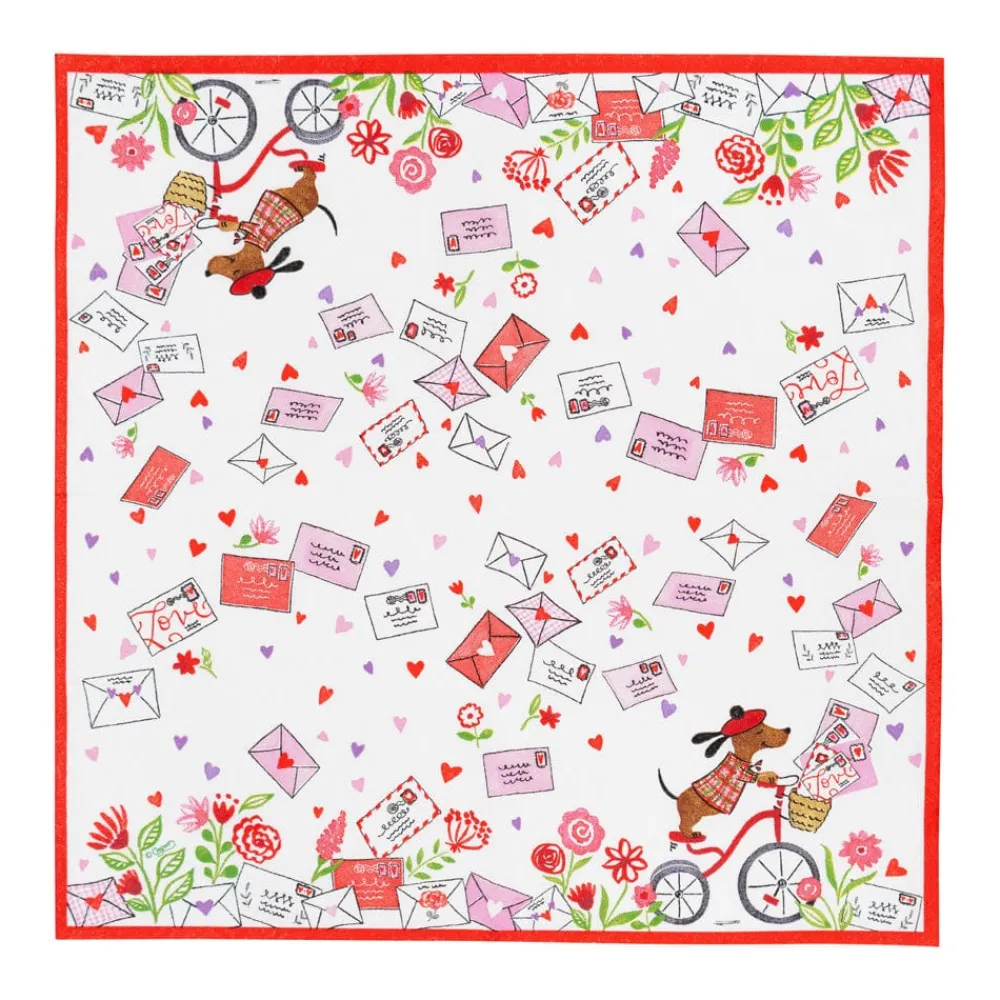 Caspari Valentine'S Day|Paper Cocktail Napkins|Love Notes Cocktail Napkins - 20 Per Package