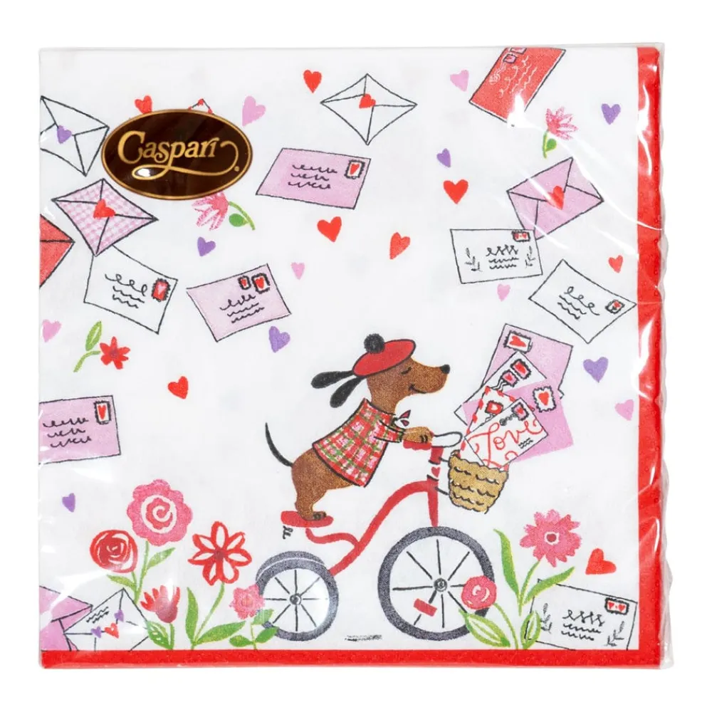 Caspari Valentine'S Day|Paper Cocktail Napkins|Love Notes Cocktail Napkins - 20 Per Package