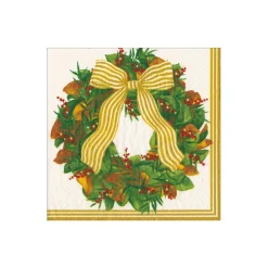 Caspari Paper Cocktail Napkins|Magnolia Wreath Cocktail Napkins - includes 12 Cocktail Napkins