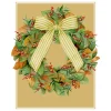 Caspari Christmas And Holiday Cards|Boxed Holiday Cards|Magnolia Wreath With Striped Bow Large Boxed Christmas Cards - includes 15 Boxed Christmas Cards & Envelopes