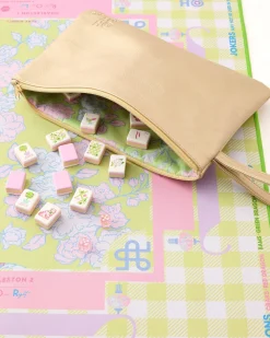 Oh My Mahjong Goldie|Citrus Songbird|Mahjong Tile Storage Bag - Champagne Bloom