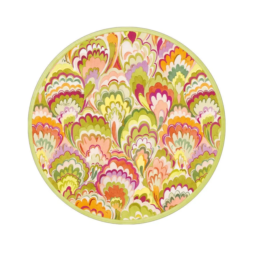Caspari Paper Salad And Dessert Plates|Marbled Ceramica Raspberry & Chartreuse Paper Salad & Dessert Plates - 8 Per Package