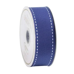 Caspari Ribbons & Bows|Marine Blue & White Grosgrain Wired Ribbon - 9 Yard Spool