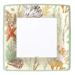Caspari Paper Dinner Plates|Marine Study Square Paper Dinner Plates in Ivory - 8 Per Package