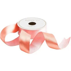 Caspari Ribbons & Bows|Medium Pink & Salmon Reversible Satin Wired Ribbon - 10 Yard Spool