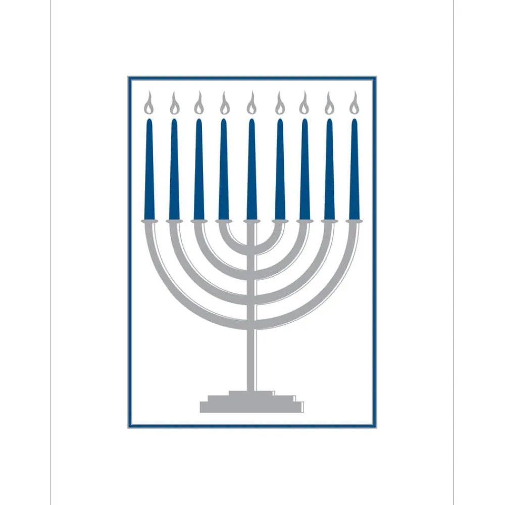 Caspari Christmas And Holiday Cards|Boxed Holiday Cards|Menorah Foil Embossed Large Boxed Christmas Cards - includes 10 Cards & Envelopes