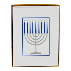 Caspari Christmas And Holiday Cards|Boxed Holiday Cards|Menorah Foil Embossed Large Boxed Christmas Cards - includes 10 Cards & Envelopes