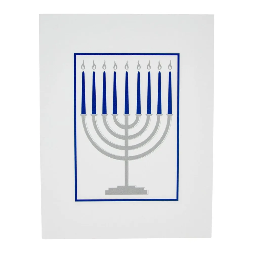 Caspari Christmas And Holiday Cards|Boxed Holiday Cards|Menorah Foil Embossed Large Boxed Christmas Cards - includes 10 Cards & Envelopes