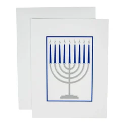 Caspari Christmas And Holiday Cards|Boxed Holiday Cards|Menorah Foil Embossed Large Boxed Christmas Cards - includes 10 Cards & Envelopes
