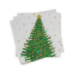 Caspari Christmas Napkins|Paper Cocktail Napkins|Merry And Bright Cocktail Napkins - 20 Per Package