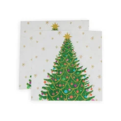 Caspari Christmas Napkins|Paper Cocktail Napkins|Merry And Bright Cocktail Napkins - 20 Per Package