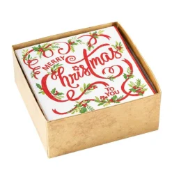 Caspari Boxed Cocktail Napkins|Merry Christmas to You Boxed Paper Cocktail Napkins - 40 Per Box