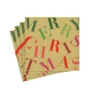 Caspari Christmas Napkins|Paper Cocktail Napkins|Merry Christmas Toss Paper Cocktail Napkins in Gold - 20 Per Package