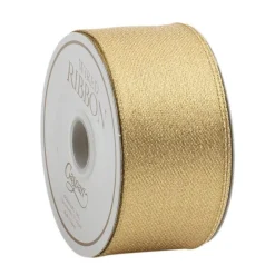 Caspari Christmas Ribbons & Bows|Ribbons & Bows|Metallic Gold & Gold Wired Ribbon - 8 Yard Spool