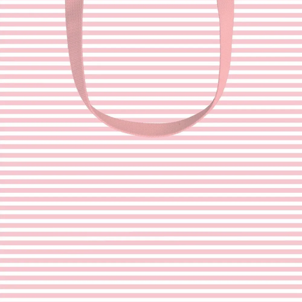 Caspari Bridal Shower|Baby Shower|Mini Stripe Small Square Gift Bag in Blush - 1 Each