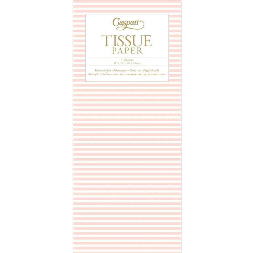 Caspari Bridal Shower|Tissue Paper|Mini Stripe Tissue Paper in Blush - 4 Sheets Included